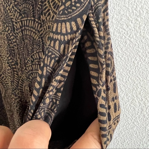 Sanctuary Brown Black Printed Elastic Pull On Smocked Waist Pants Small - Picture 6 of 9